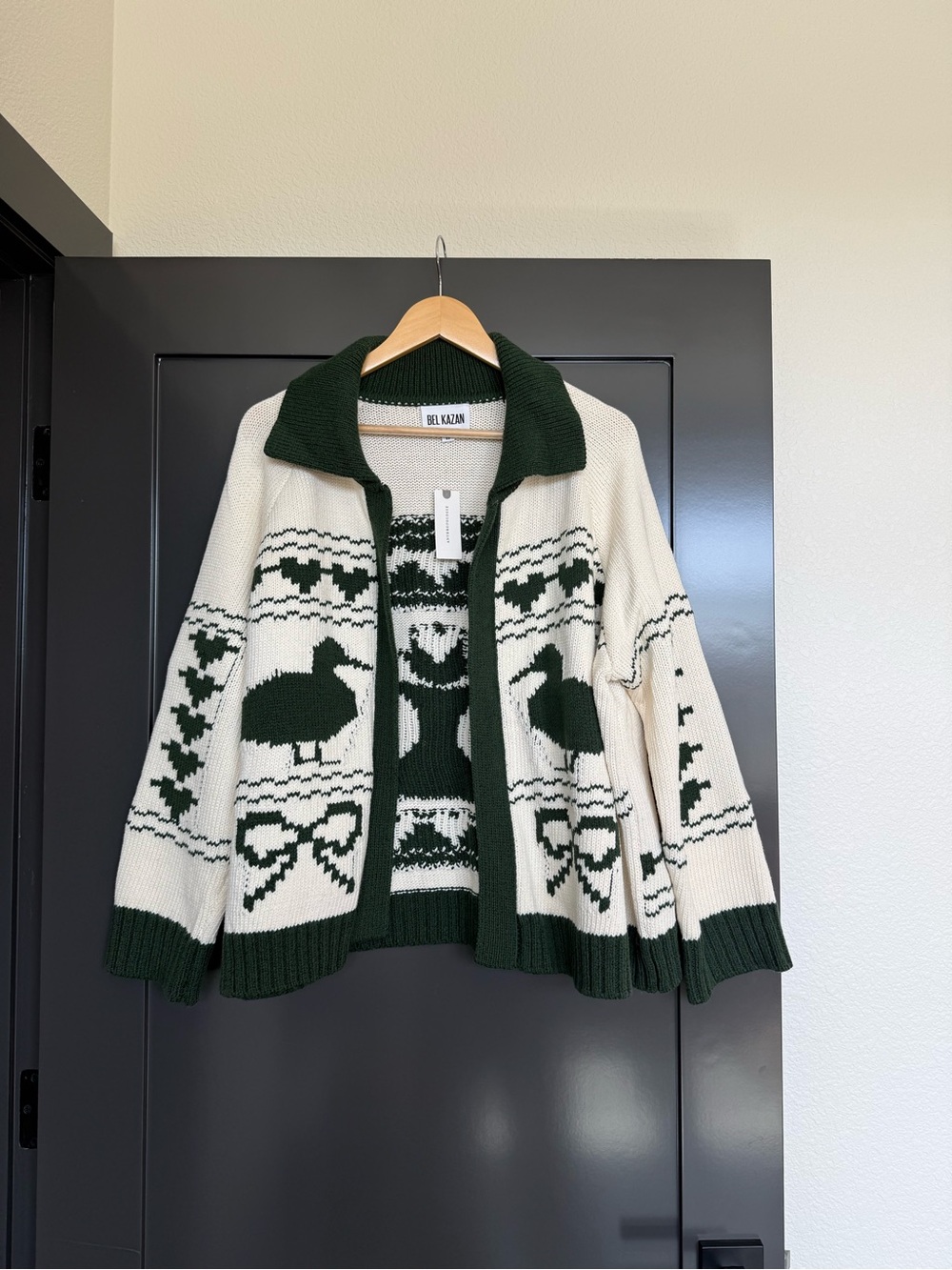 Anthropologie Green & Cream Fair Isle Knit Cardigan Sweater